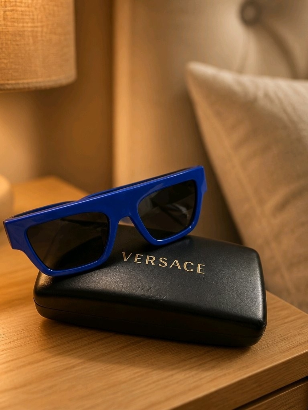 Versace Blue Rectangular Sunglasses